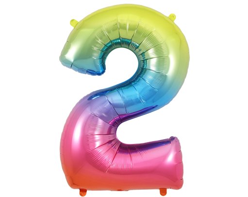 34in NUMBER 2 RAINBOW JUMBO FOIL