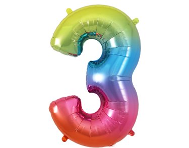 34in NUMBER 3 RAINBOW JUMBO FOIL