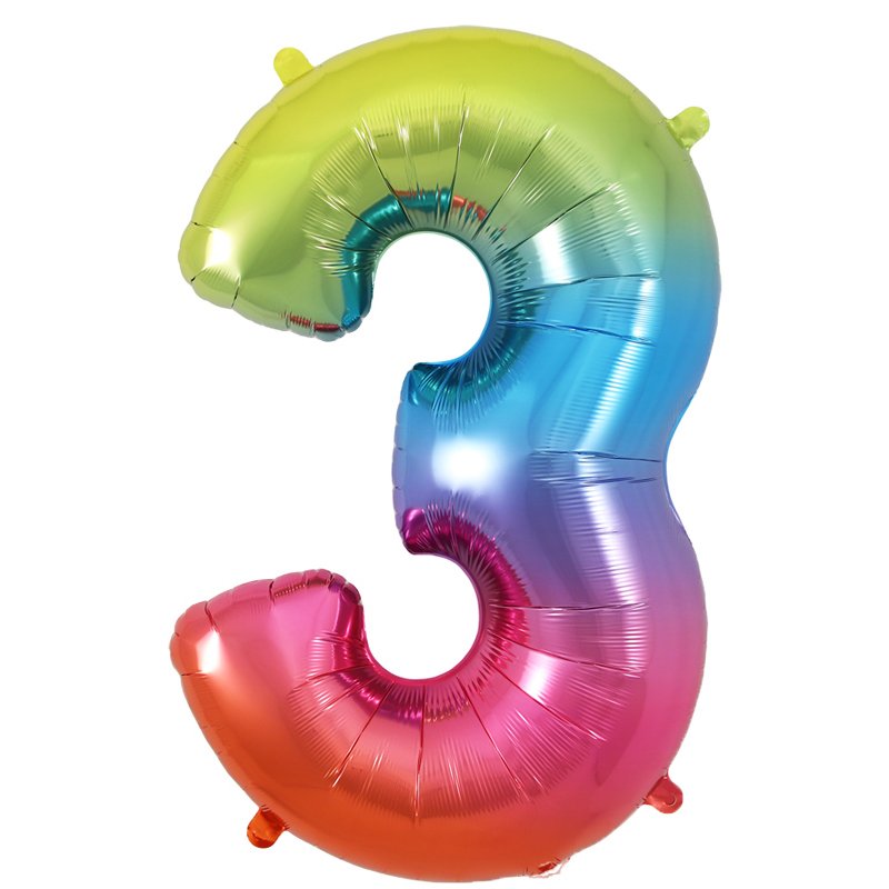34in NUMBER 3 RAINBOW JUMBO FOIL