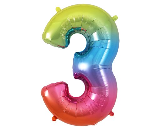 34in NUMBER 3 RAINBOW JUMBO FOIL