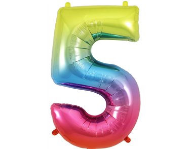 34in NUMBER 5 RAINBOW JUMBO FOIL