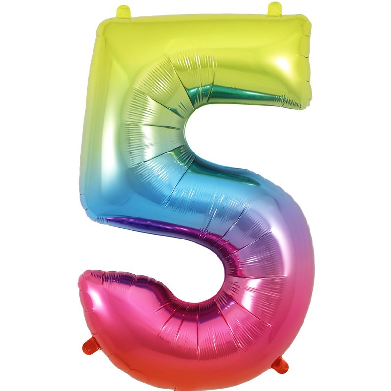 34in NUMBER 5 RAINBOW JUMBO FOIL
