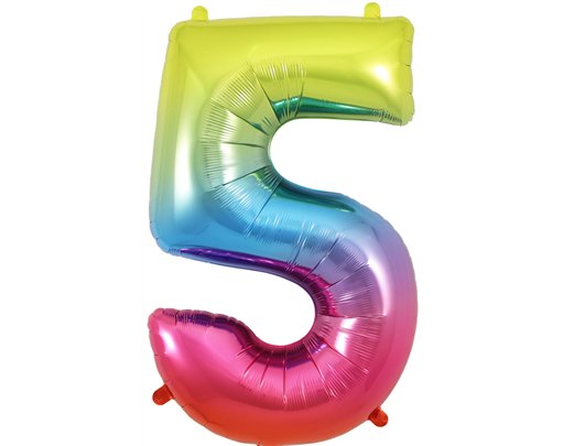 34in NUMBER 5 RAINBOW JUMBO FOIL