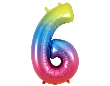34in NUMBER 6 RAINBOW JUMBO FOIL