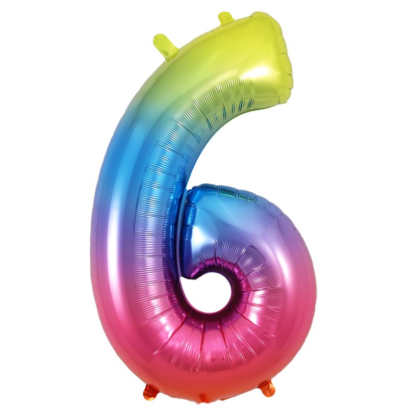 34in NUMBER 6 RAINBOW JUMBO FOIL