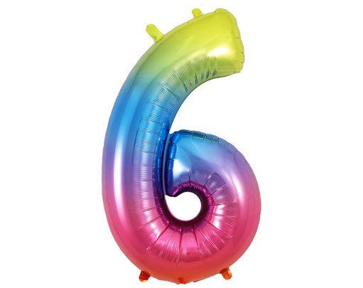 34in NUMBER 6 RAINBOW JUMBO FOIL