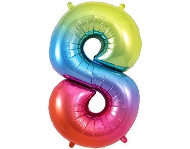 34in NUMBER 8 RAINBOW JUMBO FOIL