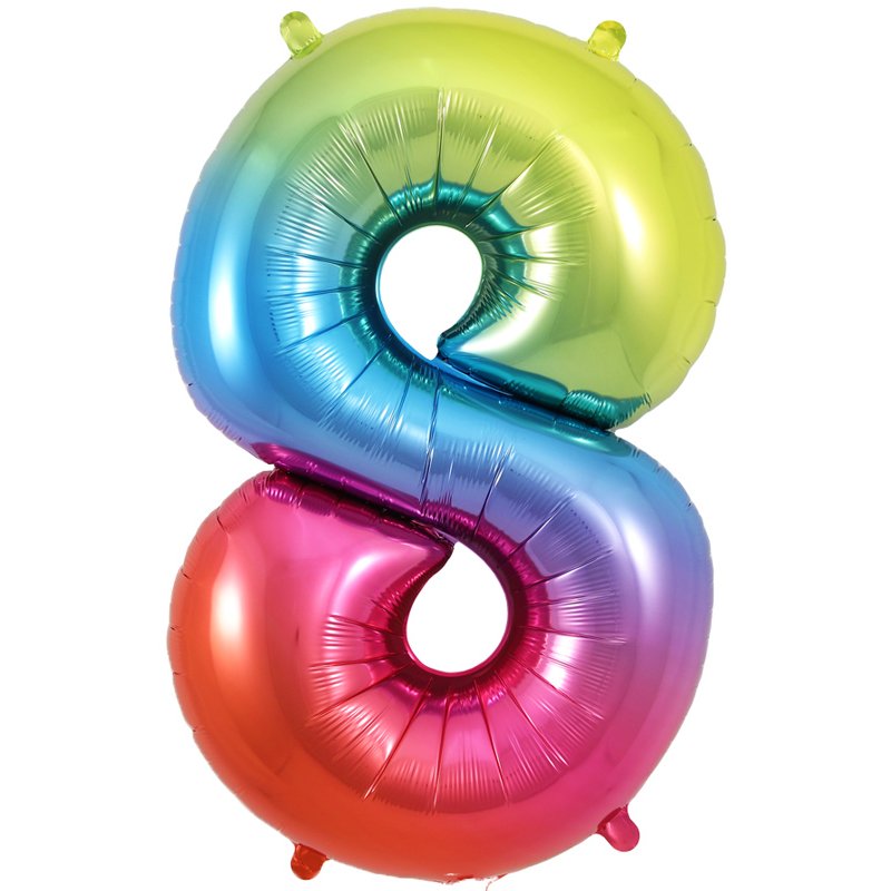 34in NUMBER 8 RAINBOW JUMBO FOIL