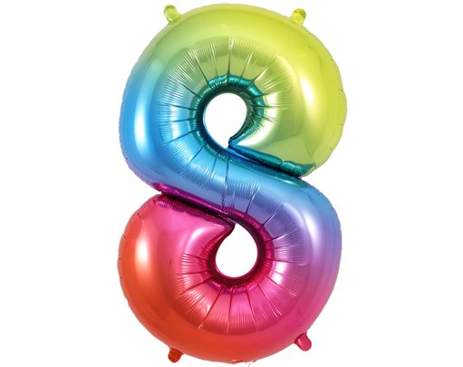 34in NUMBER 8 RAINBOW JUMBO FOIL