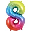 34in NUMBER 8 RAINBOW JUMBO FOIL