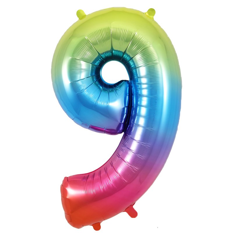34in NUMBER 9 RAINBOW JUMBO FOIL