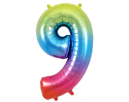 34in NUMBER 9 RAINBOW JUMBO FOIL