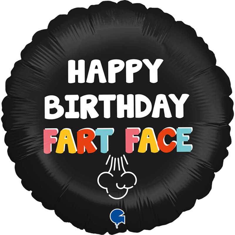 18in HAPPY BIRHTDAY FART FACE FOIL BALLOON