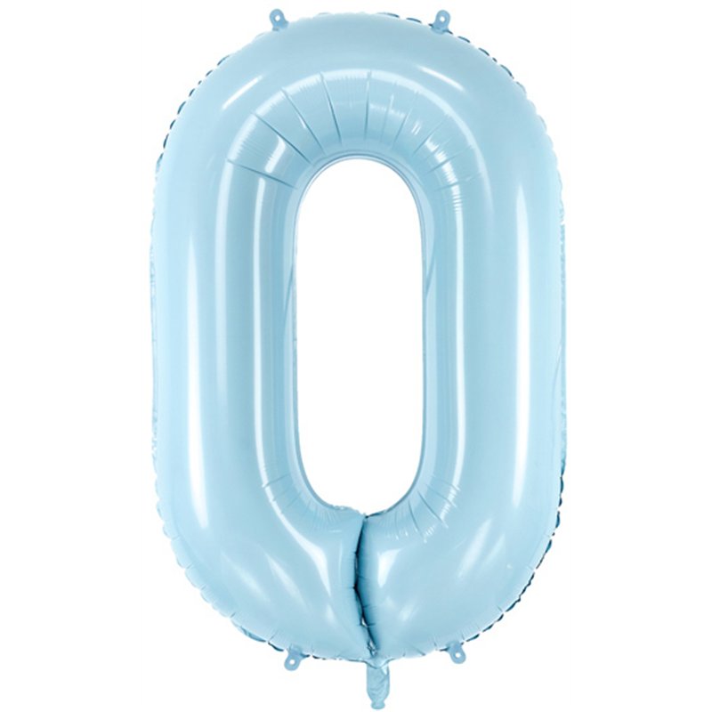 86cm NUMBER 0 LIGHT BLUE FOIL BALLOON