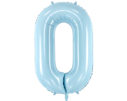 86cm NUMBER 0 LIGHT BLUE FOIL BALLOON