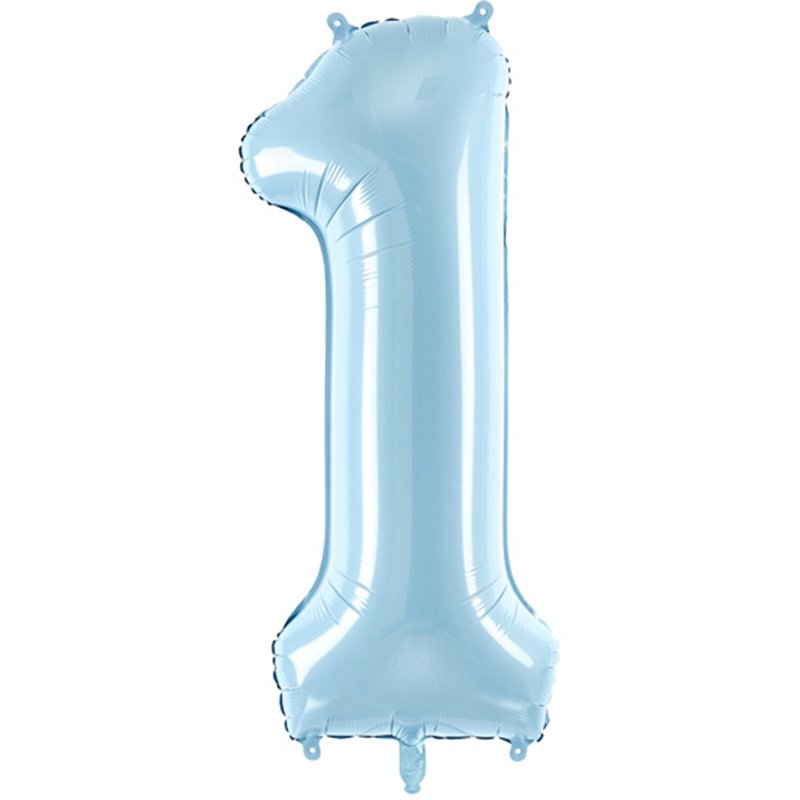 86cm NUMBER 1 LIGHT BLUE FOIL BALLOON