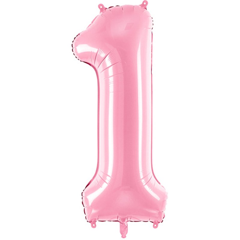 86cm NUMBER 1 LIGHT PINK FOIL BALLOON