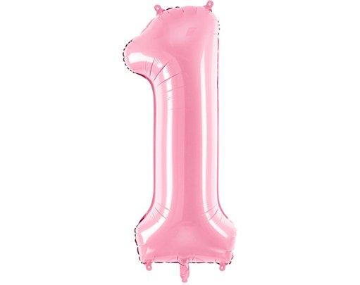 86cm NUMBER 1 LIGHT PINK FOIL BALLOON