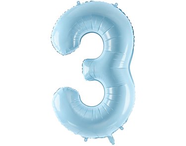 86cm NUMBER 3 LIGHT BLUE FOIL BALLOON