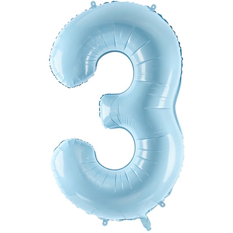 86cm NUMBER 3 LIGHT BLUE FOIL BALLOON