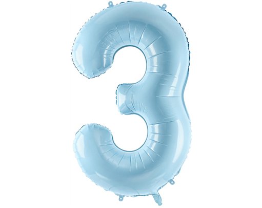 86cm NUMBER 3 LIGHT BLUE FOIL BALLOON