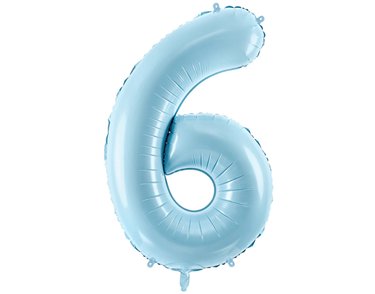86cm NUMBER 6 LIGHT BLUE FOIL BALLOON