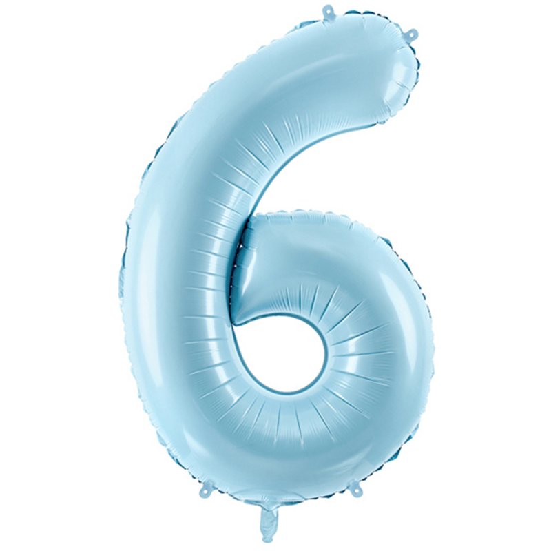 86cm NUMBER 6 LIGHT BLUE FOIL BALLOON