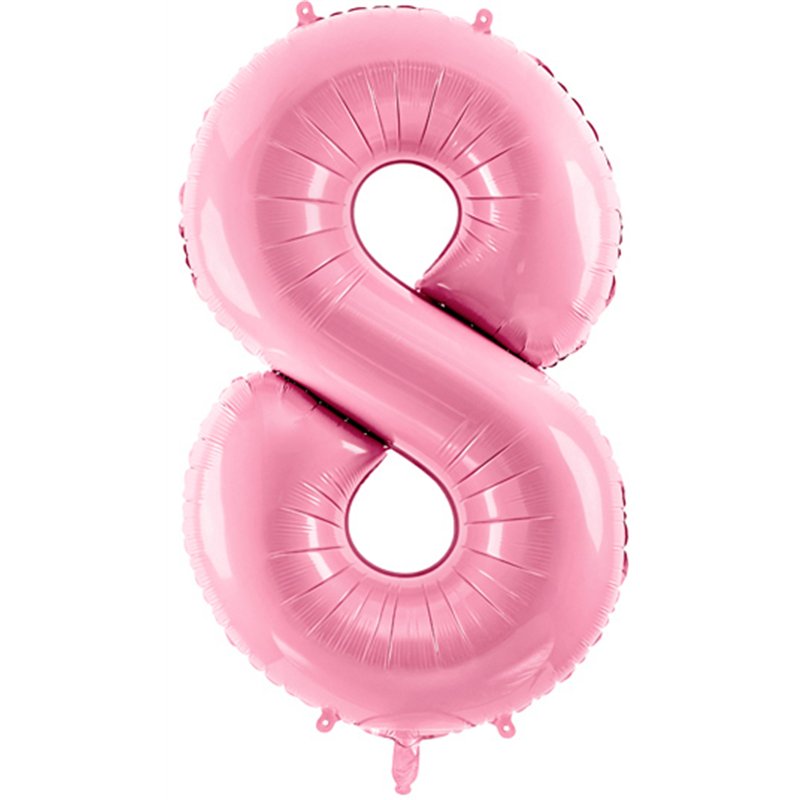 86cm NUMBER 8 LIGHT PINK FOIL BALLOON