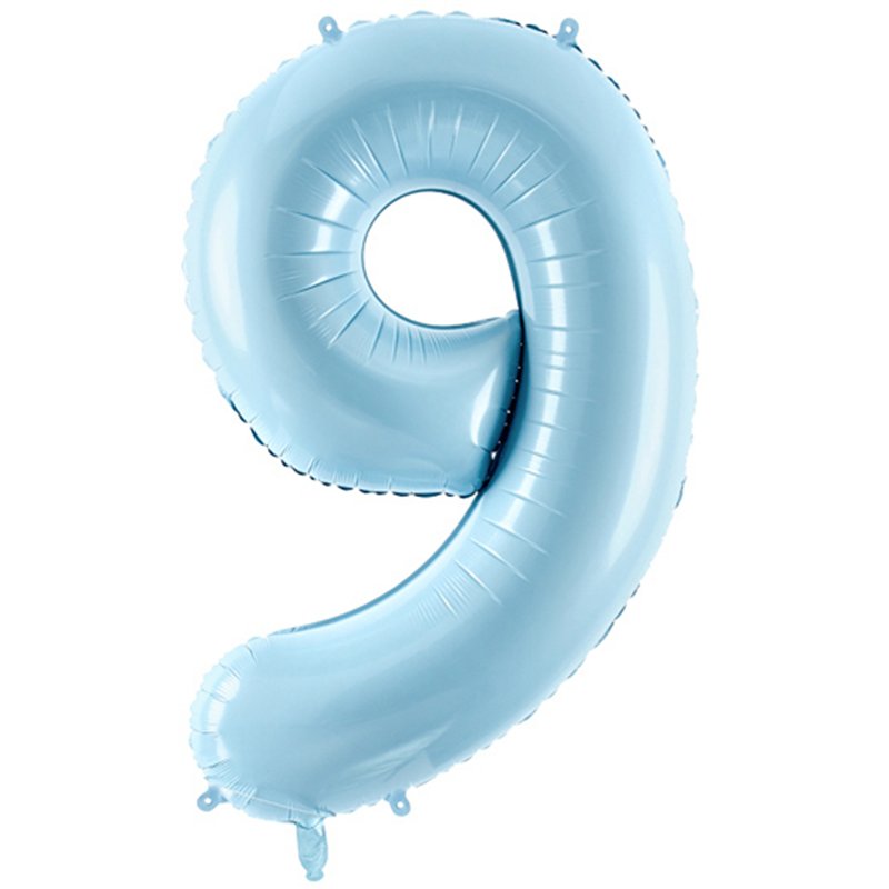 86cm NUMBER 9 LIGHT BLUE FOIL BALLOON