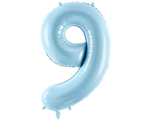 86cm NUMBER 9 LIGHT BLUE FOIL BALLOON