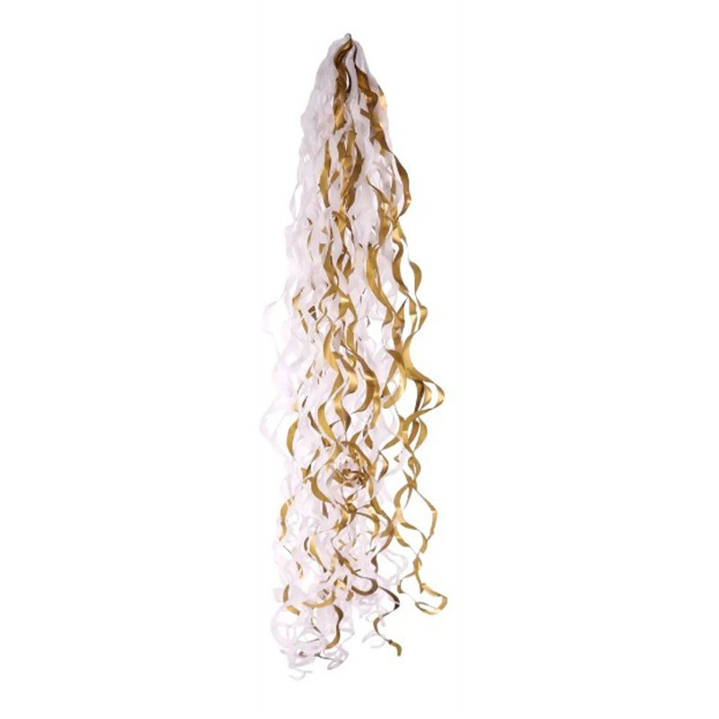METALLIC GOLD / WHITE BALLOON TASSELS FOR 18IN FOILS