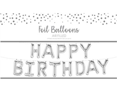 BIRTHDAY SILVER FOIL BALLOON KIT