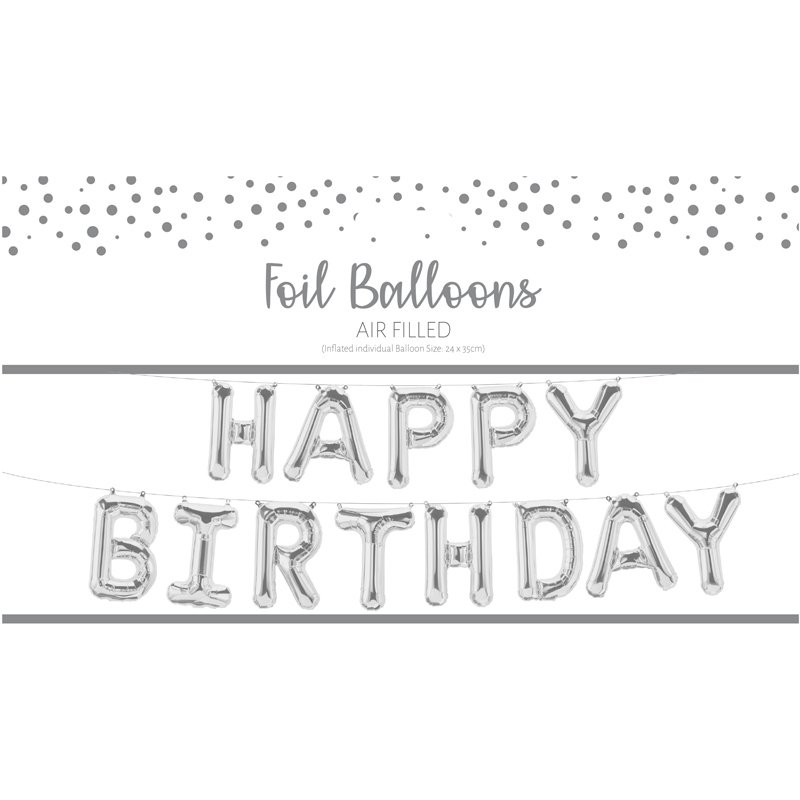 BIRTHDAY SILVER FOIL BALLOON KIT