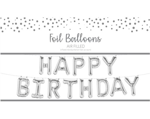 BIRTHDAY SILVER FOIL BALLOON KIT
