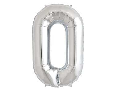 65cm NUMBER 0 SILVER FOIL BALLOON