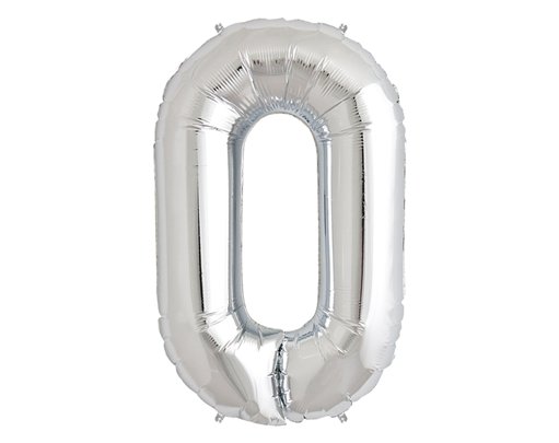 65cm NUMBER 0 SILVER FOIL BALLOON