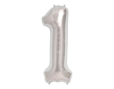 65cm NUMBER 1 SILVER FOIL BALLOON
