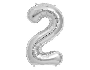 65cm NUMBER 2 SILVER FOIL BALLOON