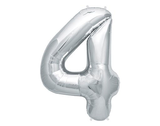 65cm NUMBER 4 SILVER FOIL BALLOON