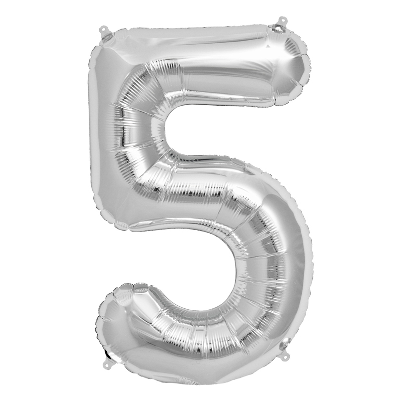 65cm NUMBER 5 SILVER FOIL BALLOON