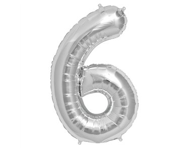 65cm NUMBER 6 SILVER FOIL BALLOON