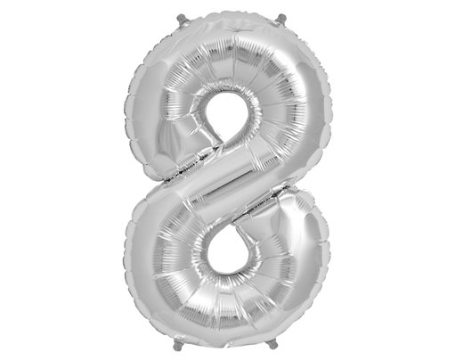 65cm NUMBER 8 SILVER FOIL BALLOON