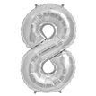 65cm NUMBER 8 SILVER FOIL BALLOON