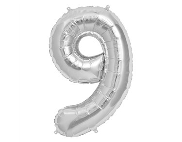 65cm NUMBER 9 SILVER FOIL BALLOON
