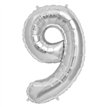 65cm NUMBER 9 SILVER FOIL BALLOON