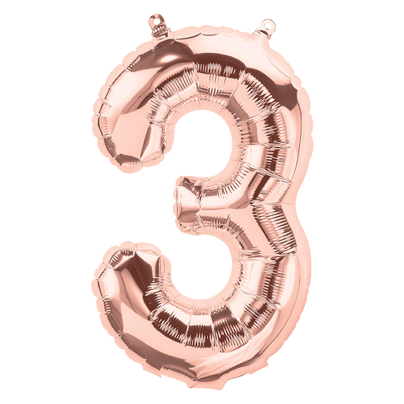 65cm NUMBER 3 ROSE GOLD FOIL BALLOON