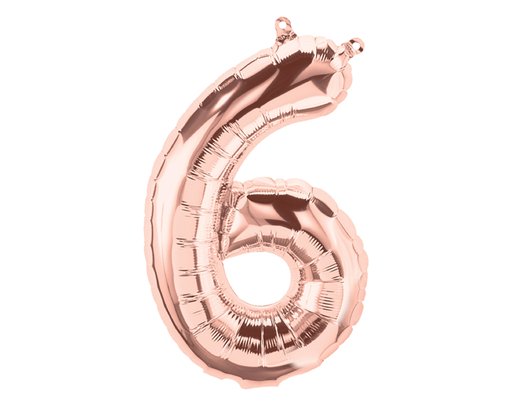 65cm NUMBER 6 ROSE GOLD FOIL BALLOON