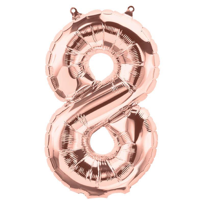 65cm NUMBER 8 ROSE GOLD FOIL BALLOON