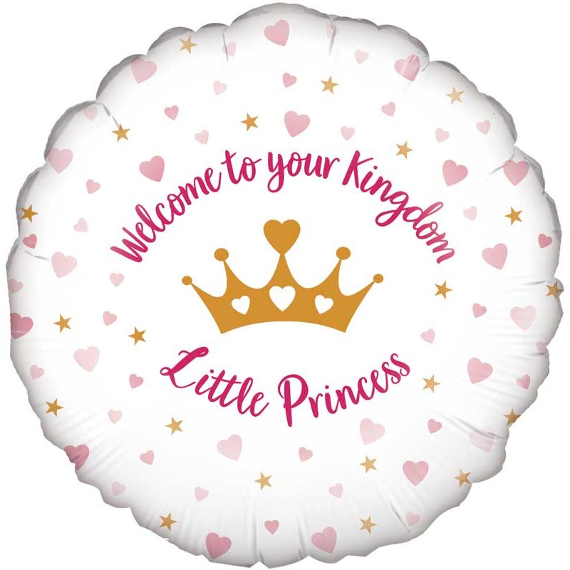 18inch WELCOME LITTLE PRINCESS HEARTS FOIL BALLOON