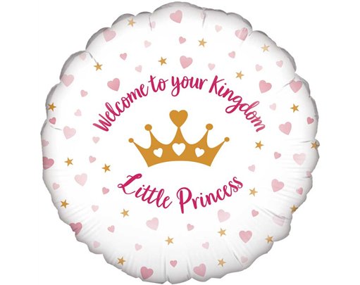 18inch WELCOME LITTLE PRINCESS HEARTS FOIL BALLOON